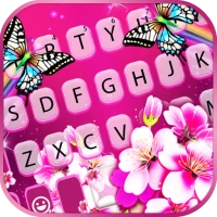 Pink Flower Butterfly Klavye A