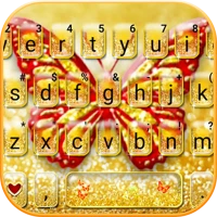 Gold Glitter Butterfly Klavye 