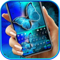 Neon Blue Butterfly Klavye Ark