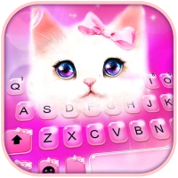 Pink Kitty Bowknot Klavye Arka